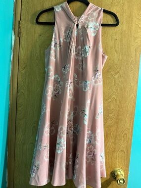 Rebecca Taylor Rose Pink Floral Twist-Halter Mini Dress